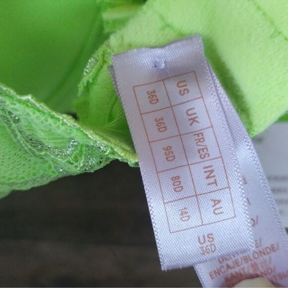 NWT Savage X Fenty Neon Green racerback Push Up lace Bra Size 36D - Picture 4 of 4